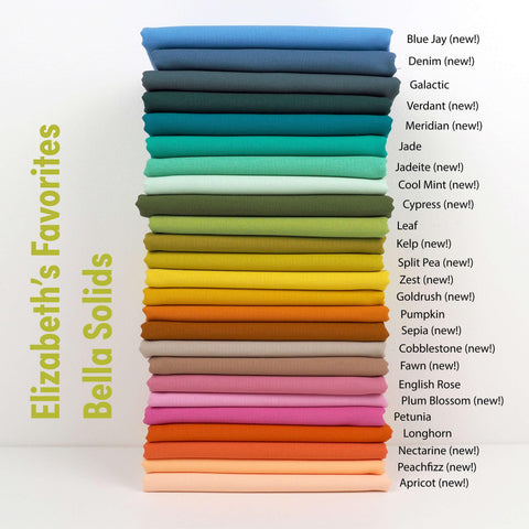 NEW Moda Bella Solids Elizabeth's Favorites Elizabeth Hartman Solid Blender Rainbow Cotton Charm Square 5 inch Fabric