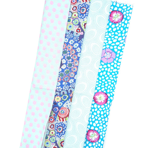 Rowan Freespirit Kaffe Fassett 4 Piece HY Stash Builder Half Yards Blue Pink Quilting Cotton Fabric KFHY-58