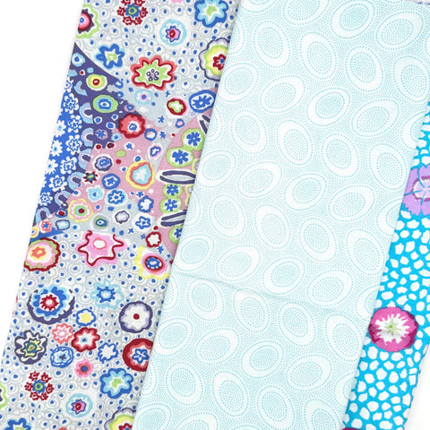 Rowan Freespirit Kaffe Fassett 4 Piece HY Stash Builder Half Yards Blue Pink Quilting Cotton Fabric KFHY-58