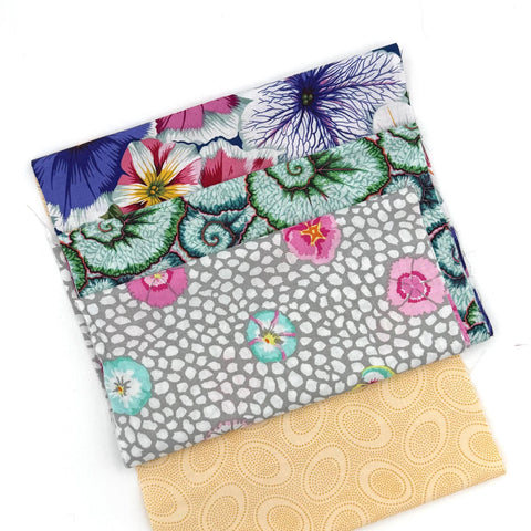 OOP Rowan Freespirit Kaffe Fassett 4 Piece 9 Inch QY Stash Builder Begonia Aboriginal Dot Floral Quarter Yards Quilting Cotton Fabric KFQY1
