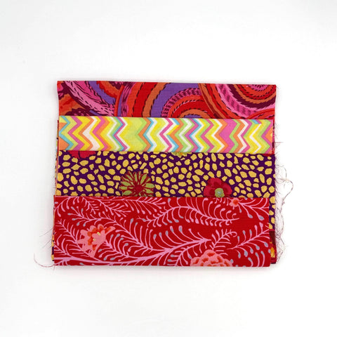 OOP Rowan Freespirit Kaffe Fassett 4 Piece 9 Inch QY Red Brown Floral Spiral Pink Stash Builder Quarter Yards Quilting Cotton Fabric KFQY7