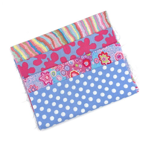 OOP Rowan Freespirit Kaffe Fassett 4 Piece 9 Inch QY Blue Pink Periwinkle Floral Stash Builder Quarter Yards Quilting Cotton Fabric KFQY11