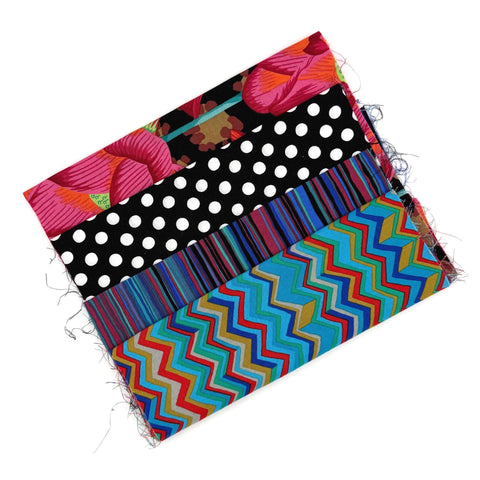 OOP Rowan Freespirit Kaffe Fassett 4 Piece 9 Inch QY Black Blue Floral Dot Stripe Stash Builder Quarter Yards Quilting Cotton Fabric KFQY23