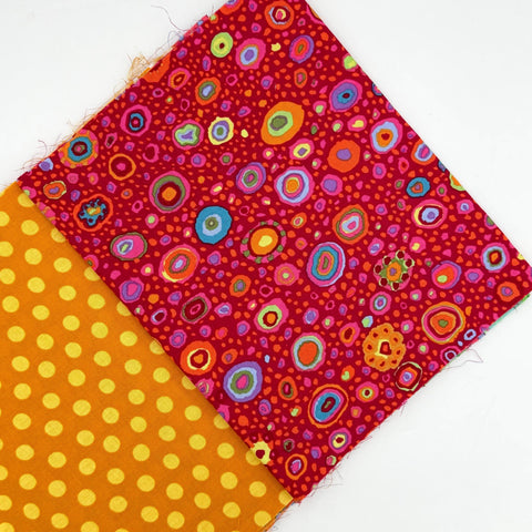 OOP Rowan Freespirit Kaffe Fassett 4 Piece 9 Inch QY Ourple Green Orange Red Dot Stash Builder Quarter Yards Quilting Cotton Fabric KFQY33