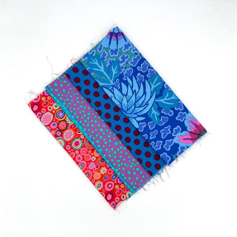 OOP Rowan Freespirit Kaffe Fassett 4 Piece 9 In QY Blue Purple Red Mille Fiore Dot Stash Builder Quarter Yard Quilting Cotton Fabric KFQY35
