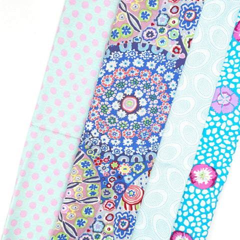 Rowan Freespirit Kaffe Fassett 4 Piece HY Stash Builder Half Yards Blue Pink Quilting Cotton Fabric KFHY-58