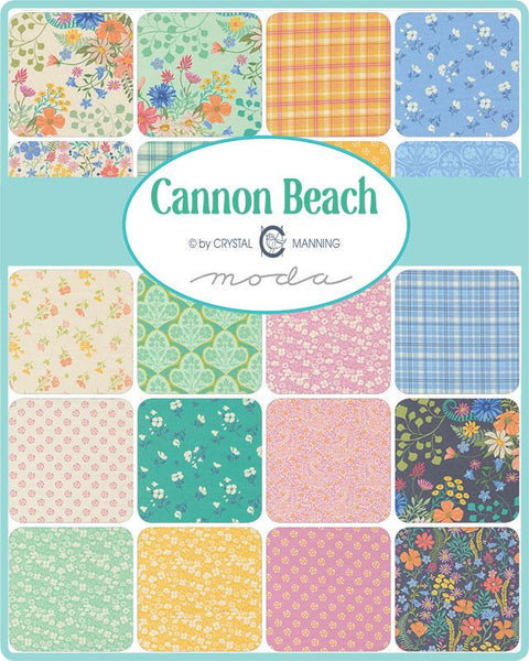 NEW Moda Cannon Beach Crystal Manning Green Blue Pink Orange Plaid Floral Cotton Fabric Square 10 x 10 inch Layer Cake