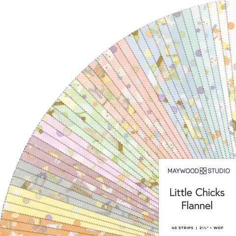 Little Chicks Baby Jelly Roll Maywood Woolies Flannel Blue Green Grey Gray Yellow Peach Cotton Flannel 40 2.5 inch Strips Fabric Jelly Roll