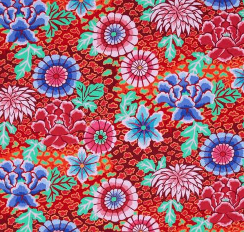 BTY OOP Rowan FreeSpirit Kaffe Fassett Dream Red Floral Cotton Fabric Yard PWGP148 KFBTY-1A