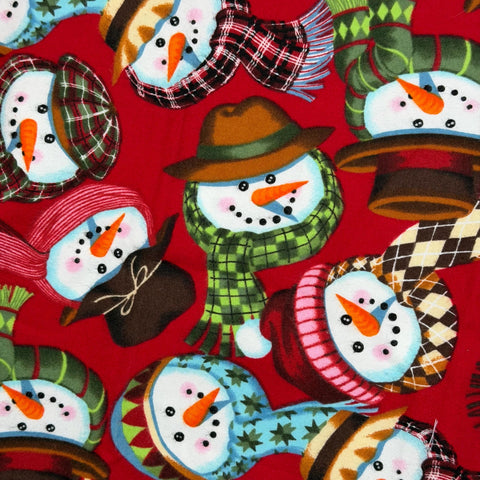 OOP Alexander Henry Snow Many Faces Red Snowmen Out of Print Cotton Flannel 23 Inch Fabric Remnant OOP95