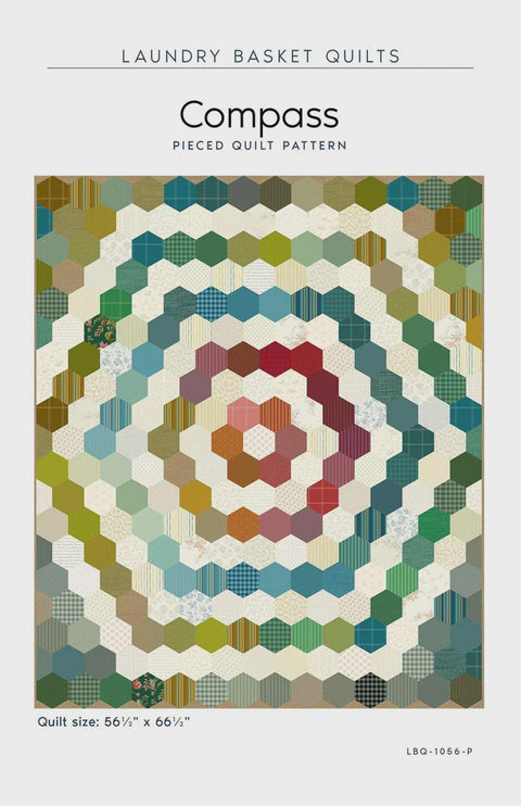 Laundry Basket Quilts LBQ Compass Printed Quilt Pattern 56.5 x 66.5