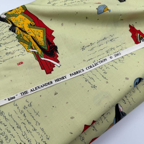 OOP Alexander Henry Indochine Kinu 2003 Light Chartreuse Green Cotton Fabric 2700-C OOP83