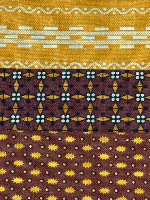 Civil War Reproduction Fabric 6 Inch Strips by 21/22 Brown Red Orange 6 Piece Bundle D37