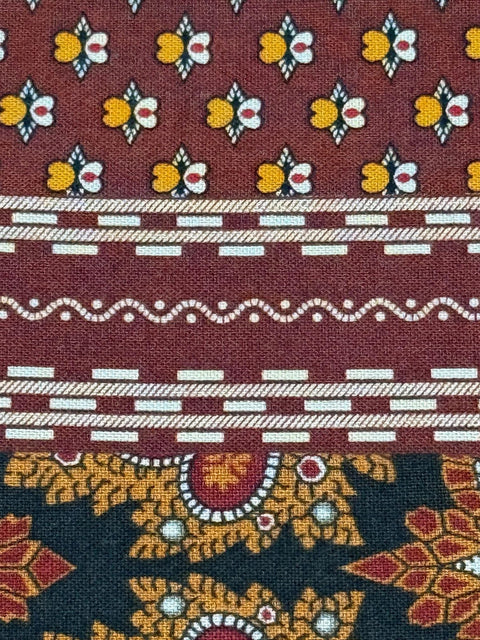 Civil War Reproduction Fabric 6 Inch Strips by 21/22 Brown Red Orange 6 Piece Bundle D37
