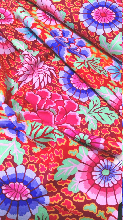 BTY OOP Rowan FreeSpirit Kaffe Fassett Dream Red Floral Cotton Fabric Yard PWGP148 KFBTY-1A