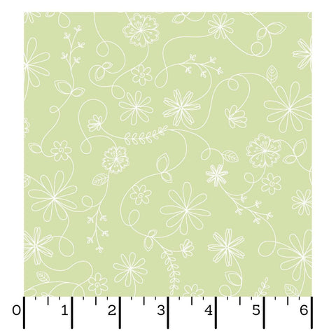 BTHY Kimberbell Flannel Maywood Green Swirl Floral Cotton Flannel Fabric .5 Yard 8261-G2
