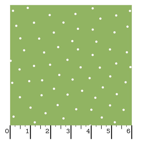 4 YARDS Kimberbell Flannel Maywood Green with White Polka Dots Cotton Flannel Fabric 8210-WG