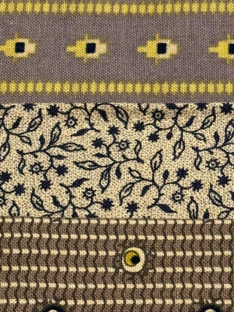 Civil War Reproduction Fabric 6 Inch Strips by 21/22 Indigo Pewter & Honey Gold 6 Piece Bundle D44