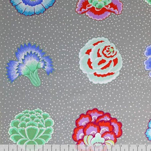 OOP Rowan Kaffe Fassett Corsage Flowers Gray Red Dot Cotton Fabric 2 Yards PWGP149