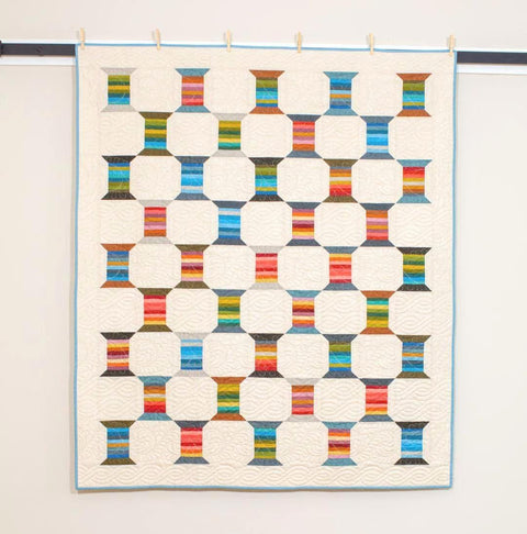 Laundry Basket Quilts LBQ Variegated Thread Spool Printed Quilt Pattern 51.5 x 60.5