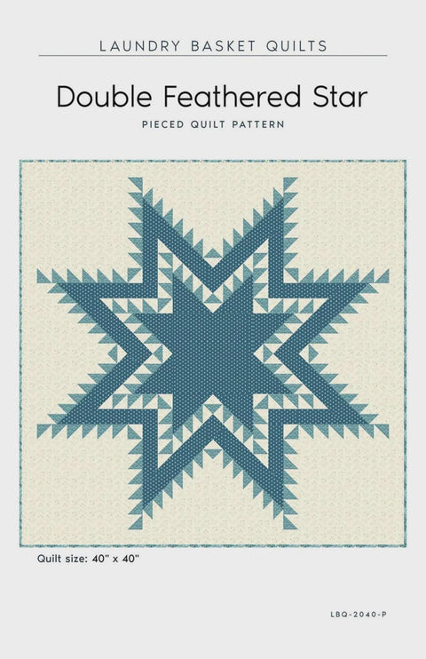 Laundry Basket Quilts LBQ Double Feathered Star Printed Quilt Pattern 40 x 40