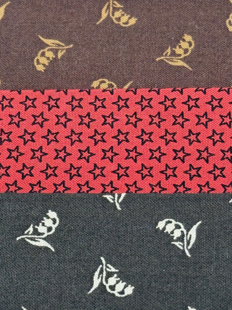 Civil War Reproduction Fabric 6 Inch Strips by 21/22 Brown Red Tan 6 Piece Bundle D40