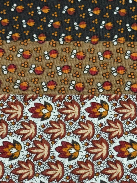 Civil War Reproduction Fabric 6 Inch Strips by 21/22 Brown Red Green 6 Piece Bundle D39