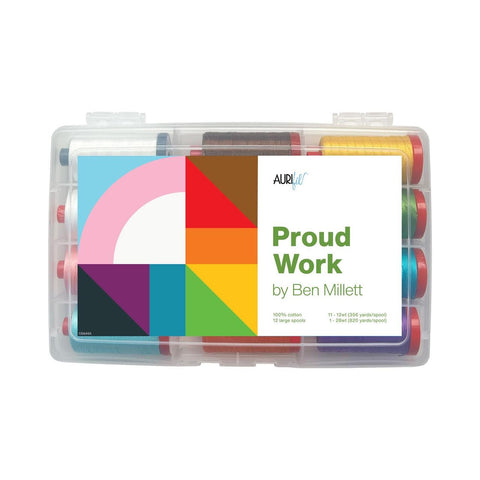 Aurifil Proud Work Collection Ben Millet Cotton 12 Wt Large Spool Bright Color Quilting Thread Set of 12 BM1228PW12