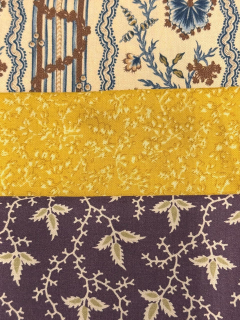 Civil War Reproduction Tan Gold Purple Fabric 6 FQ Fat Quarter Bundle
