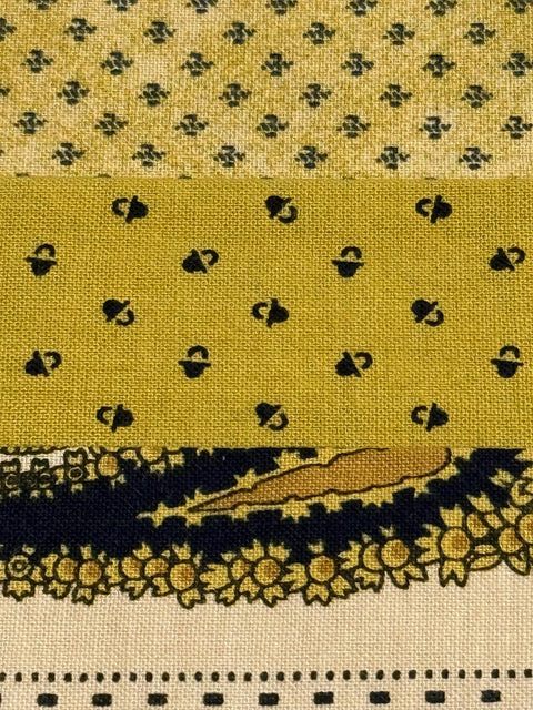 Civil War Reproduction Fabric 6 Inch Strips by 21/22 Indigo Pewter & Honey Gold 6 Piece Bundle D44