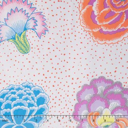 OOP Rowan Kaffe Fassett Corsage Flowers White Red Dot Cotton Fabric 1 Yard PWGP149