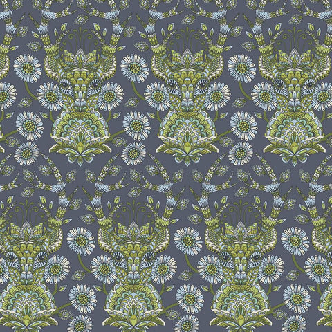 OOP FreeSpirit Tula Pink Moon Shine Deer Dear Me Blue Cotton Fabric Half Yard PWTP055