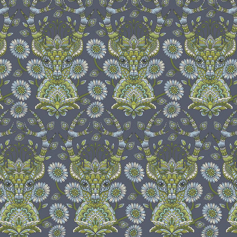OOP FreeSpirit Tula Pink Moon Shine Deer Dear Me Blue Cotton Fabric Half Yard PWTP055