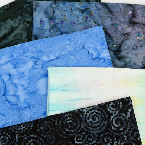 Assorted 5 YARDS Batik Marbled Watercolors Batik Cotton Blue Black Fabric Five 1 Yards A152
