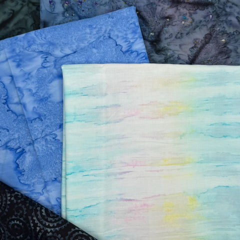 Assorted 5 YARDS Batik Marbled Watercolors Batik Cotton Blue Black Fabric Five 1 Yards A152