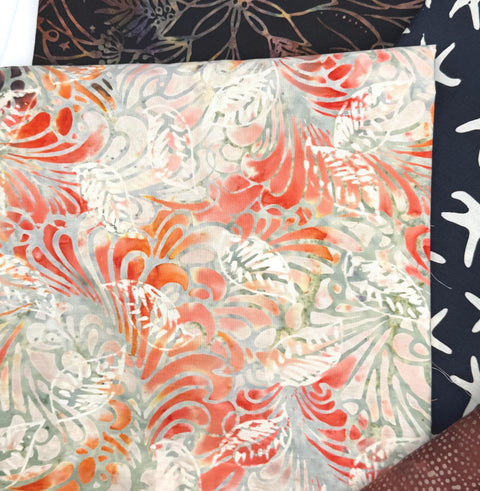Assorted 5 YARDS Batik Marbled Watercolors Batik Cotton Brown Orange Green Fabric Five 1 Yards A148