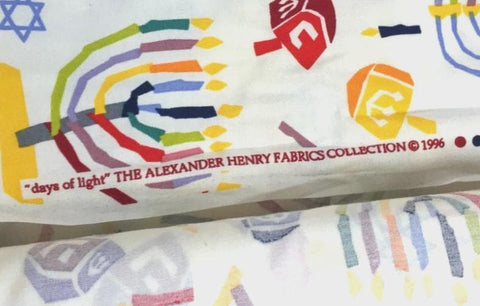 OOP Alexander Henry Days of Light Hanukkah White Cotton Fabric 1 Yard 5 In Remnant OOP125