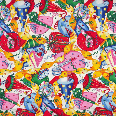 OOP Alexander Henry Celebrate! 1996 Birthday White Cotton Fabric Fat Eighth Remnant OOP133