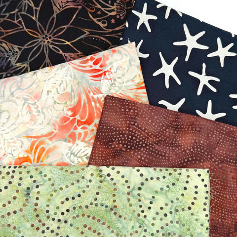 Assorted 5 YARDS Batik Marbled Watercolors Batik Cotton Brown Orange Green Fabric Five 1 Yards A148