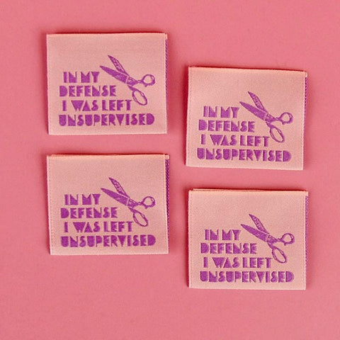 Kati Cupcake Sew In Quilt Labels In My Defense I Was Left Unsupervised Woven Pack of 4 KC375