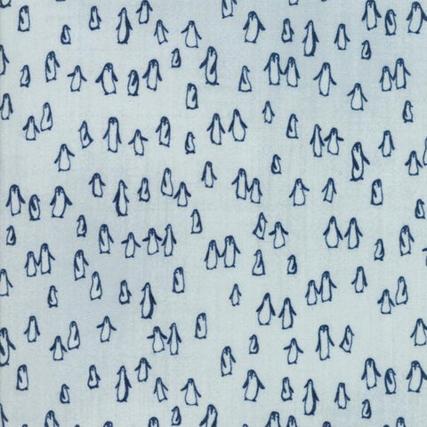 OOP Moda Wintertide Janet Clare Penguin Light Blue 1452-17 3 Yard Remnant OOP-165