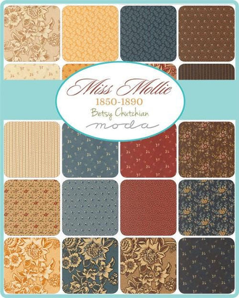 Moda Miss Mollie Betsy Chutchian Civil War Reproduction Floral Cotton Charm Pack 5 In Square