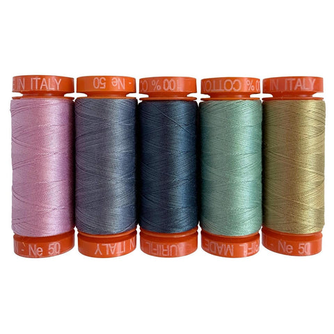 Aurifil Vivacious Collection By Anna Marie Horner 50 Weight Wt Blue Teal Purple Basics Cotton Quilting Thread Set of 5 AMH50VC5