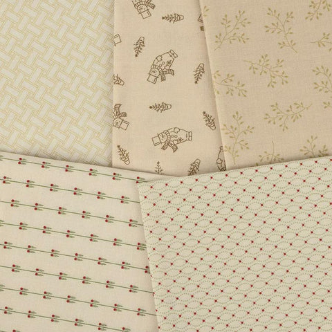 In Stock Andover Snow Flurry Edyta Sitar Laundry Basket Quilts LBQ Tan Cream 5 Inch Charm Square Fabric Bundle