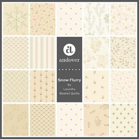 In Stock Andover Snow Flurry Cream Beige Tan Floral Edyta Sitar Laundry Basket Quilts LBQ 26 Fat Eighths F8 Fabric Bundle