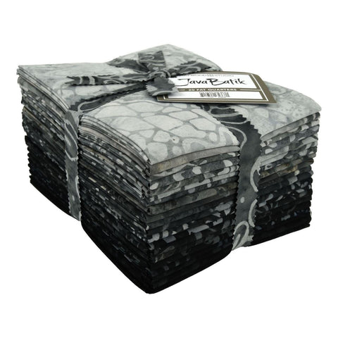 Java Batiks Grey Gray Black Light to Dark Grey Black Batik Fat Quarters 20 Fqs Fabric 18 x 22 FQ-MASJAB-BLA3