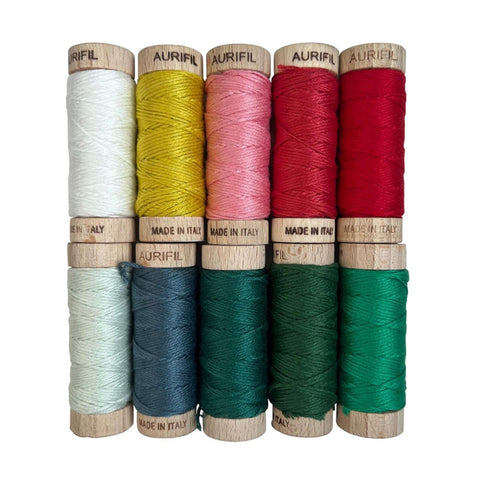 Aurifil Aurifloss Nutcracker Tradition by Jennifer Long 6 strand Floss Spool Cotton Embroidery Thread Set of 10 JL30NT10
