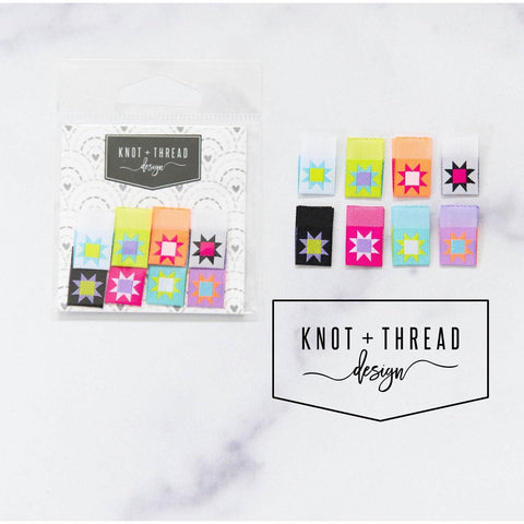 Kati Cupcake Sew In Quilt Labels Colorful Sawtooth Stars Pack of 8 1/2 Inch KATLAB5