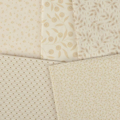 In Stock Andover Snow Flurry Cream Beige Tan Floral Edyta Sitar Laundry Basket Quilts LBQ 26 Fat Eighths F8 Fabric Bundle