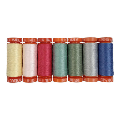 Aurifil Vintage Flora Collection by Kimberbell 50 Weight Wt Cotton Quilting Thread Set of 7 Pink Green KC50VF7